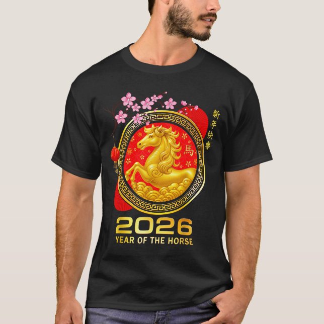 Camiseta Year Of The Horse 2026 Lunar New Year Chinese Men  (Frente)