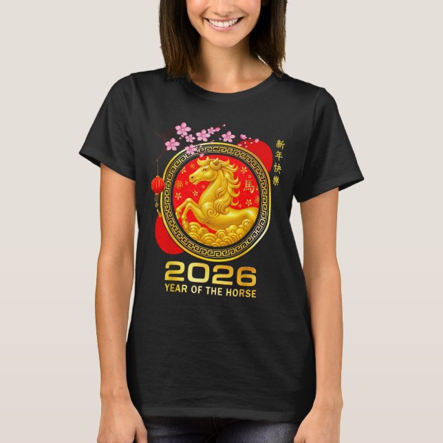 Camiseta Year Of The Horse 2026 Lunar New Year Chinese Men  (Frente)