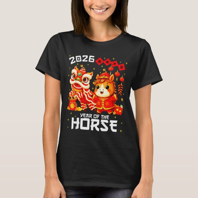 Camiseta Year Of The Horse 2026 Lunar New Year Chinese New  (Frente)