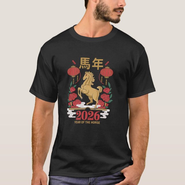 Camiseta Year Of The Horse 2026 Lunar New Year Chinese New  (Frente)