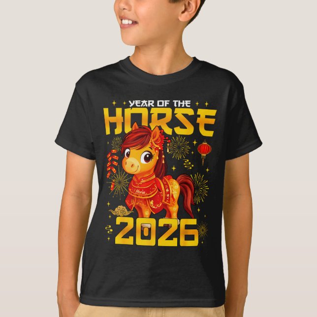Camiseta Year Of The Horse 2026 Lunar New Year Chinese New  (Frente)