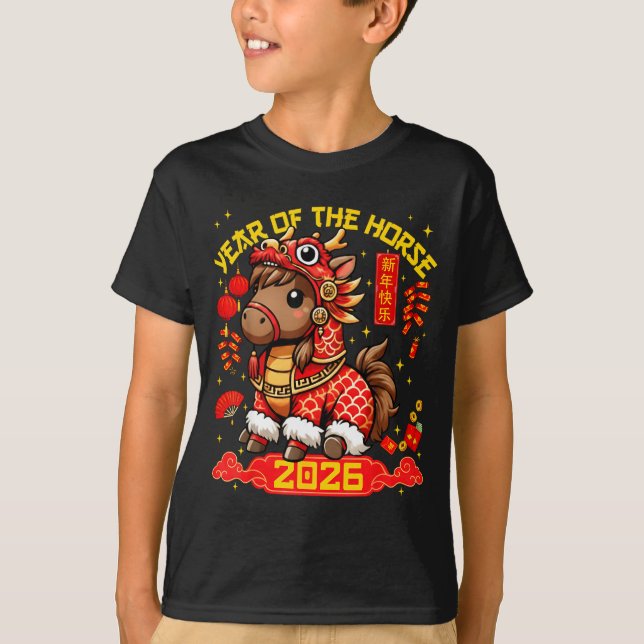 Camiseta Year Of The Horse 2026 Lunar New Year Chinese New  (Frente)