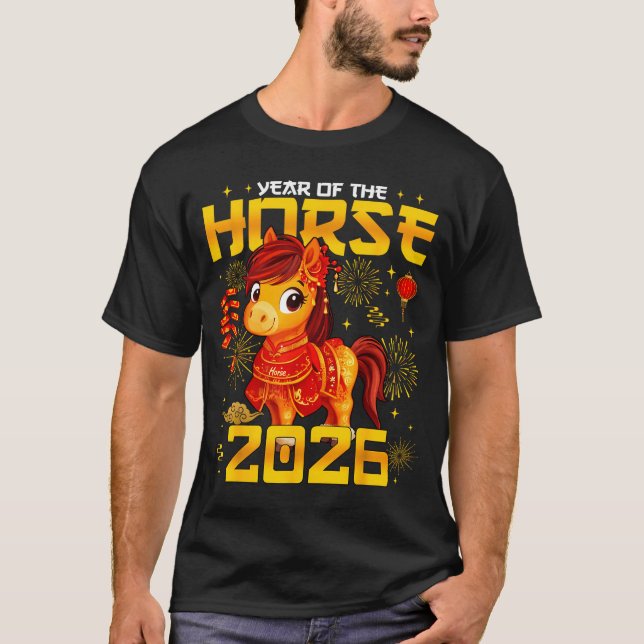 Camiseta Year Of The Horse 2026 Lunar New Year Chinese New  (Frente)