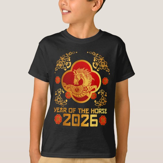 Camiseta Year Of The Horse Zodiac Happy Chinese Lunar New Y (Frente)