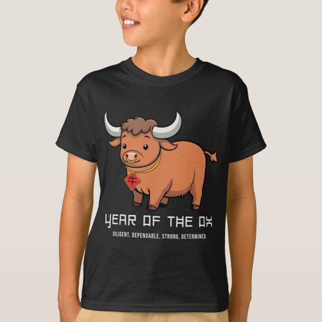 Camiseta Year Of The Ox Cute Kawaii Chinese Zodiac Chinese  (Frente)