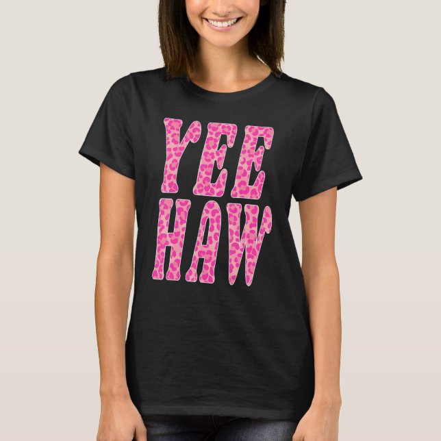 Camiseta Yee Haw Leopard Howdy Western Country Southern Rod (Frente)