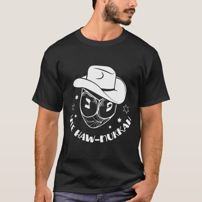 Camiseta Yee Haw-nukkah Hanukkah Chanukah Dreidel Festival  (Frente)