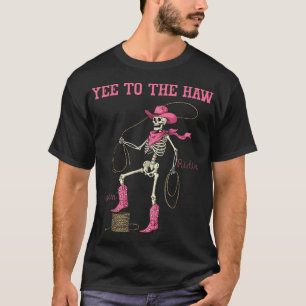 Camiseta Yee Para A Garota Ocidental Rosa-Rosa Do Esqueleto