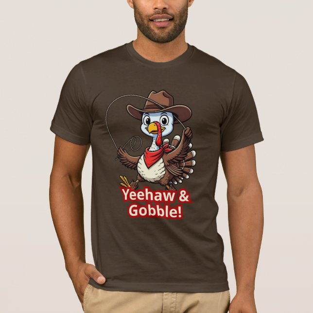 Camiseta Yeehaw & Gobble Turkey Shirt – Western Thanksgivin (Frente)