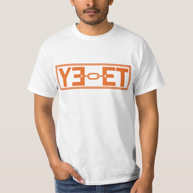 Camiseta YEET Logo Design: Bold Orange Typography (Frente)