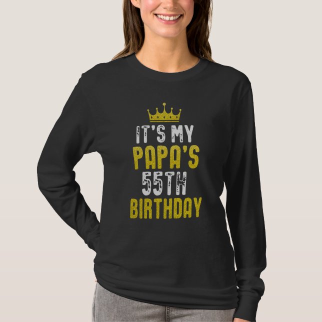 Camiseta Yellow Crown 55th Bday For Papa From Son Daughter (Frente)