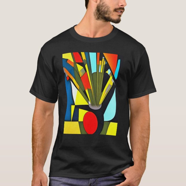 Camiseta Yellow Daffodils In A Red Vase Geometric Abstract (Frente)
