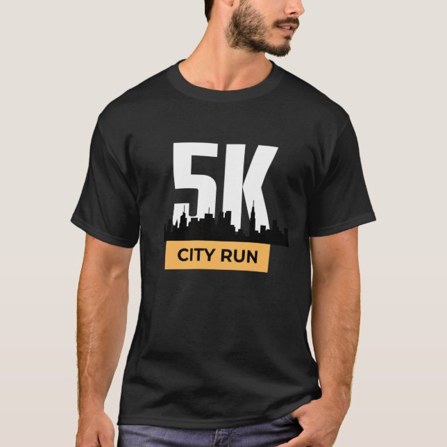 Camiseta Yellow e Black Modern 5K City Run T Shirt (Frente)