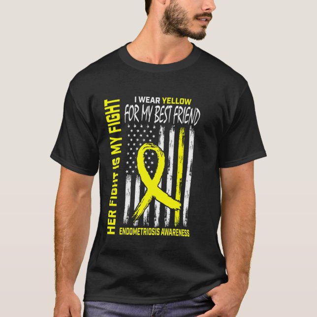 Camiseta Yellow Endometriosis Awareness Best Friend Flag He (Frente)