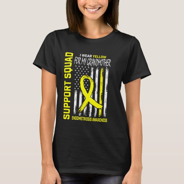 Camiseta Yellow Endometriosis Awareness Grandmother Support (Frente)