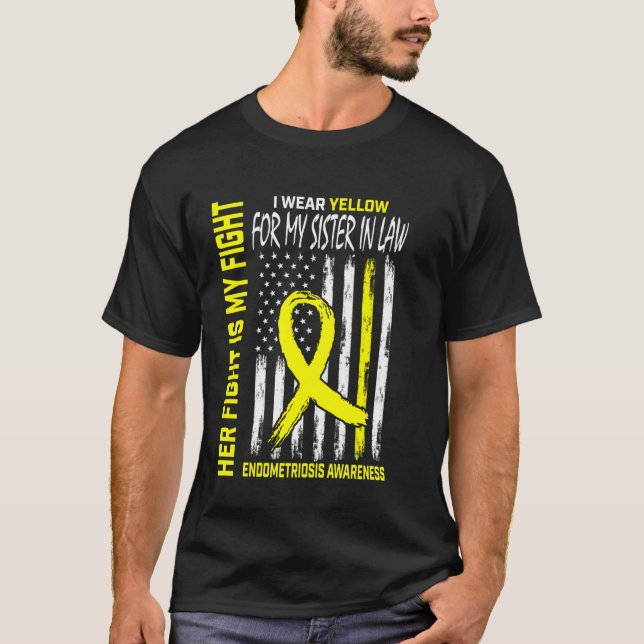 Camiseta Yellow Endometriosis Awareness Sister In Law Flag  (Frente)