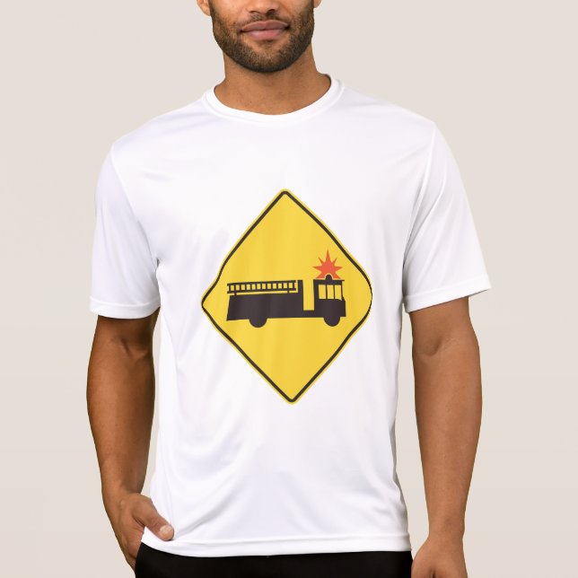 Camiseta Yellow Fire Truck Warning Sign (Frente)