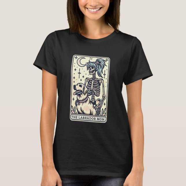 Camiseta Yellow Labrador Mom Tarot Card Skeleton Lab Mom Wi (Frente)