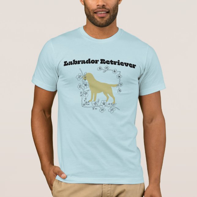 Camiseta Yellow Labrador Silhouette with White Blossom Fram (Frente)