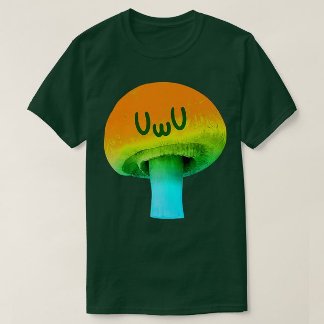Camiseta Yellow Mushroom  Anime UWU Face  Trippy Psychedeli (Frente do Design)