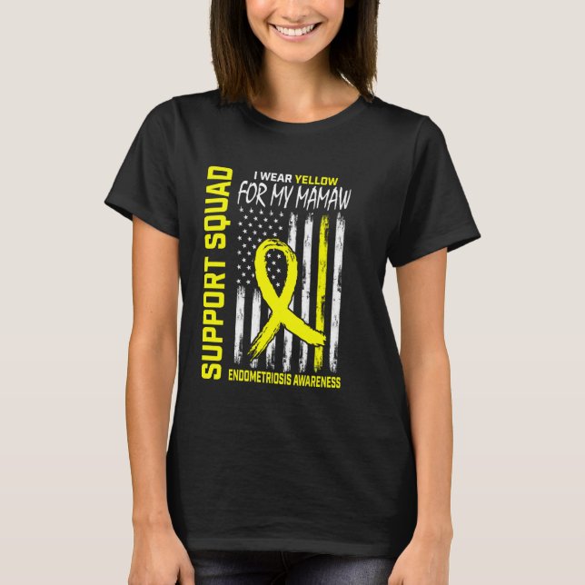 Camiseta Yellow Ribbon Endometriosis Awareness Mamaw Suppor (Frente)