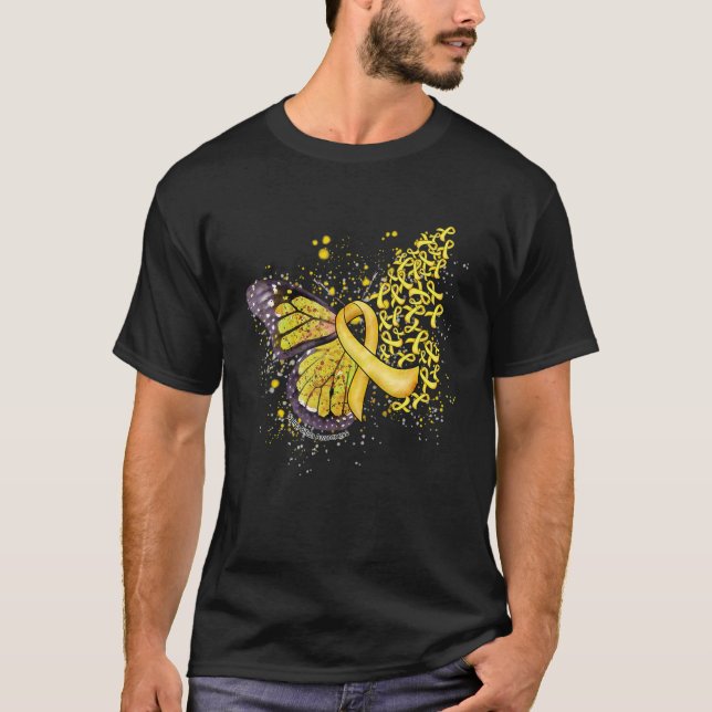 Camiseta Yellow Ribbon Spina Bifida Awareness Dripping Butt (Frente)