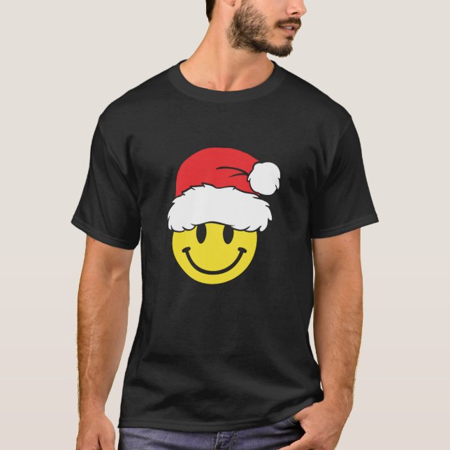 Camiseta Yellow Smile Face Christmas Santa Hat Xmas Happy F (Frente)