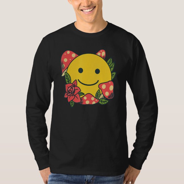 Camiseta Yellow Smile   Smiling Face Cute Mushroom Rose Flo (Frente)