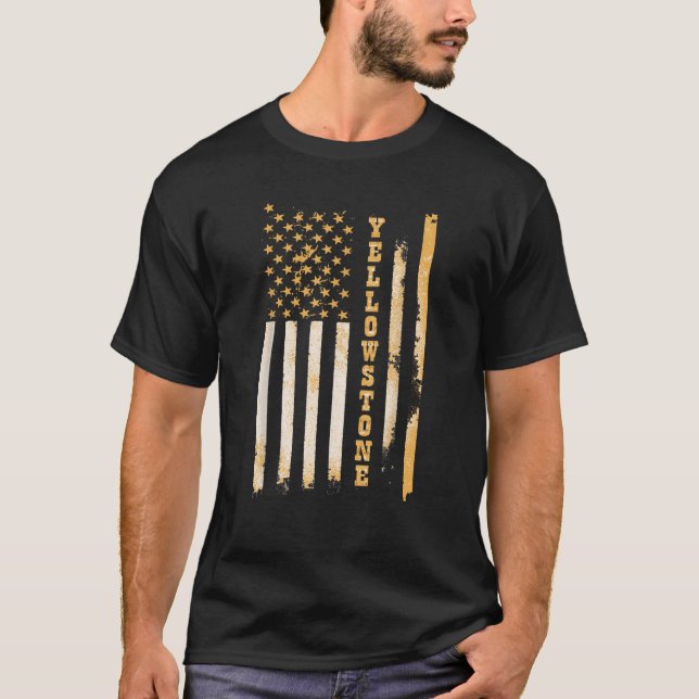 Camiseta Yellow Stone Ajuste Clássico Preto com Design de B (Frente)