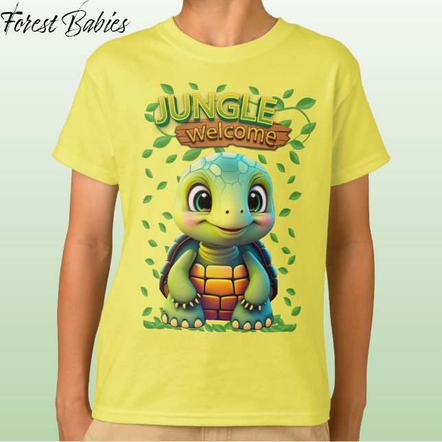 Camiseta Yellow Tortoise Cute Turtle Animal Cartoon Graphic (Cute Yellow Tortoise Wildlife Animal Character T-shirt Jungle Welcome Turtle Cartoon Graphic Tee 🐢)