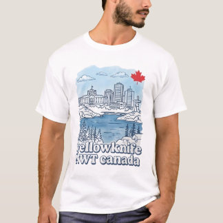 Camiseta Yellowknife NWT Canada Simple Blue Skyline Cute