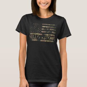 Camiseta Yellowstone Camouflage Estados Unidos Bandeira Ame