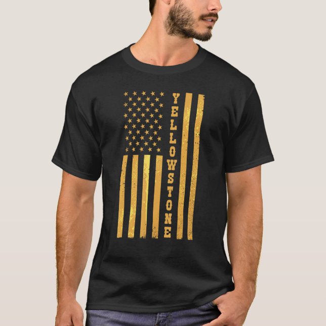 Camiseta Yellowstone Flag USA National Culture Nature Monte (Frente)
