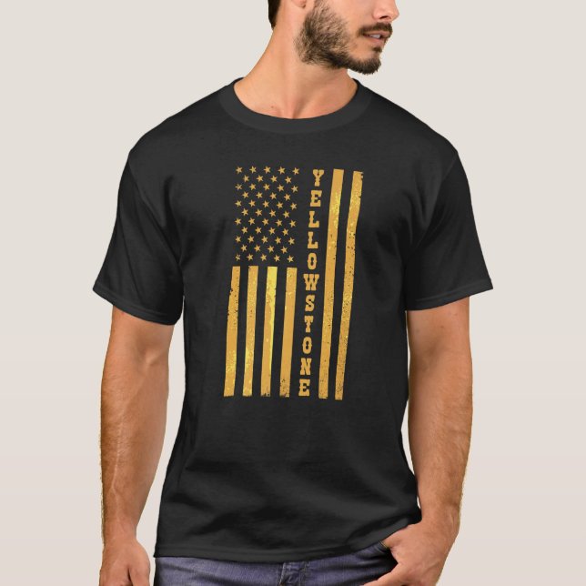 Camiseta Yellowstone Flag USA National Culture Nature Mount (Frente)
