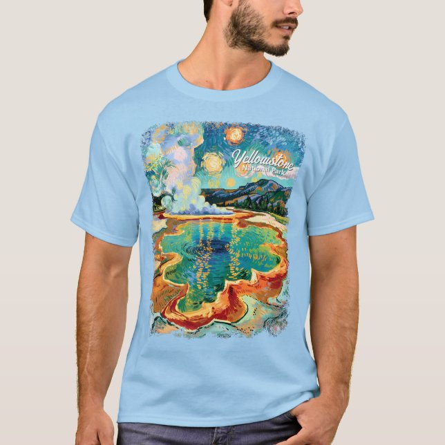 Camiseta Yellowstone Grand Prismatic Van Gogh Custom Text (Frente)