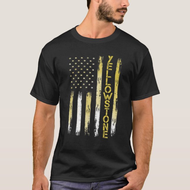 Camiseta Yellowstone National Park American Flag Vintage (Frente)