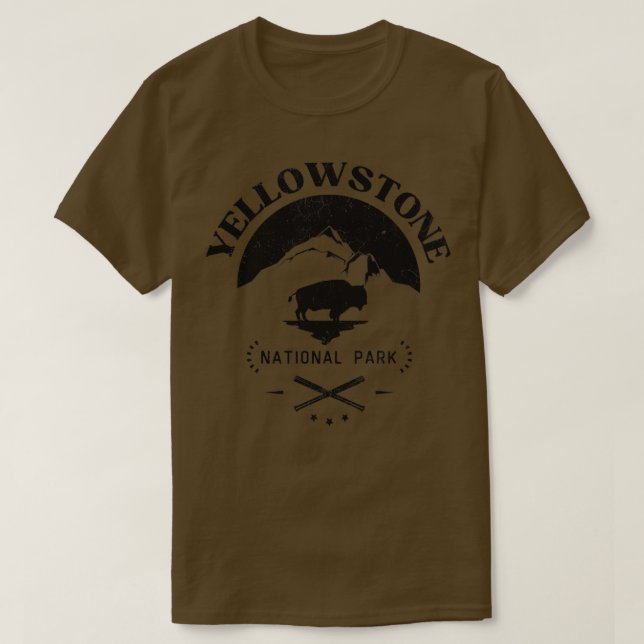 Camiseta Yellowstone National Park Bison Camping Hiking (Frente do Design)
