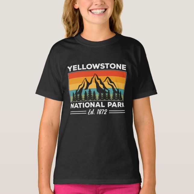 Camiseta Yellowstone National Park Hiking Camping Retro (Frente)