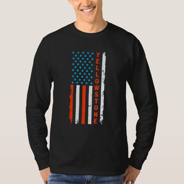 Camiseta Yellowstone National Park Map American Usa Flag (Frente)