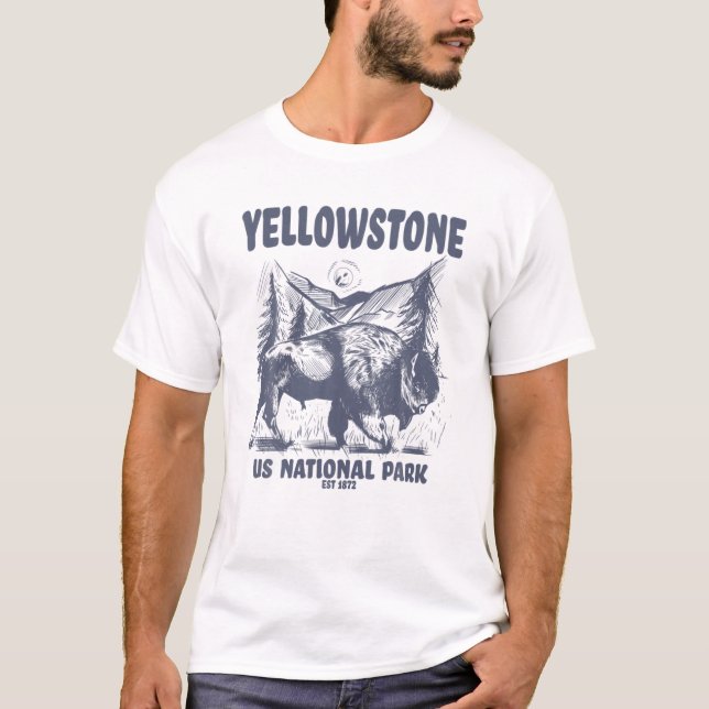 Camiseta Yellowstone US National Park 1872 Bison Mountain L (Frente)