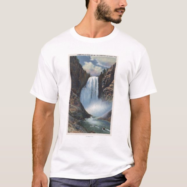 Camiseta Yellowstone, WYLower cai de baixo da vista (Frente)