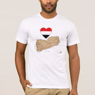 Camiseta Yemen Flag Heart and Map T-Shirt