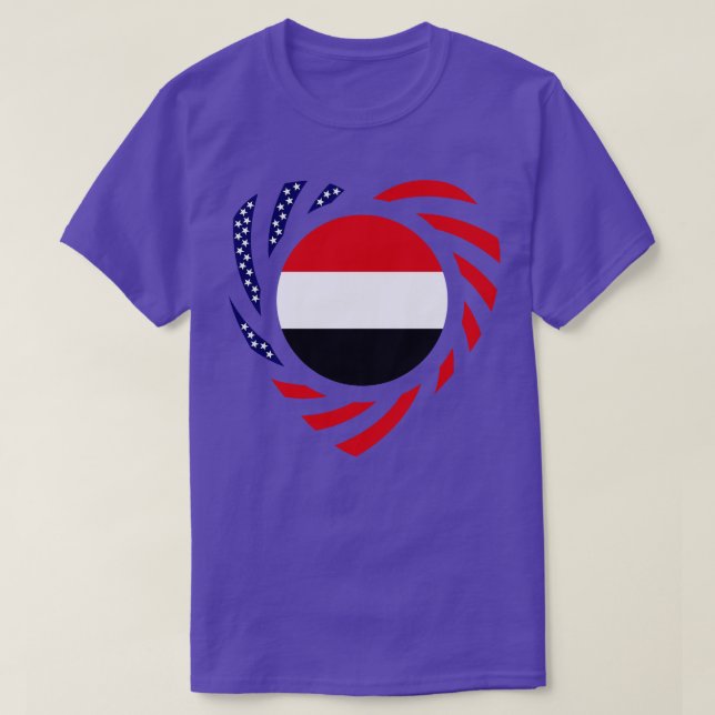 Camiseta Yemeni American Multinational Patriot Flag Heart (Frente do Design)
