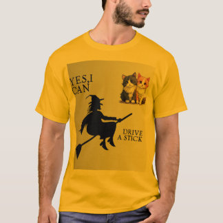 Camiseta Yes, I Can Drive a Stick – Funny Witch & Cute Cats