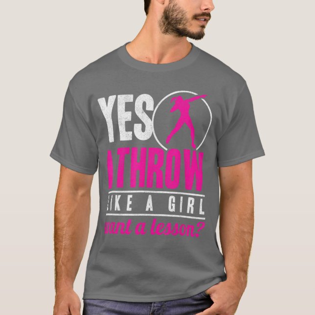 Camiseta Yes Ihrow Lika A Girl Shot Putterrack and Field Sh (Frente)