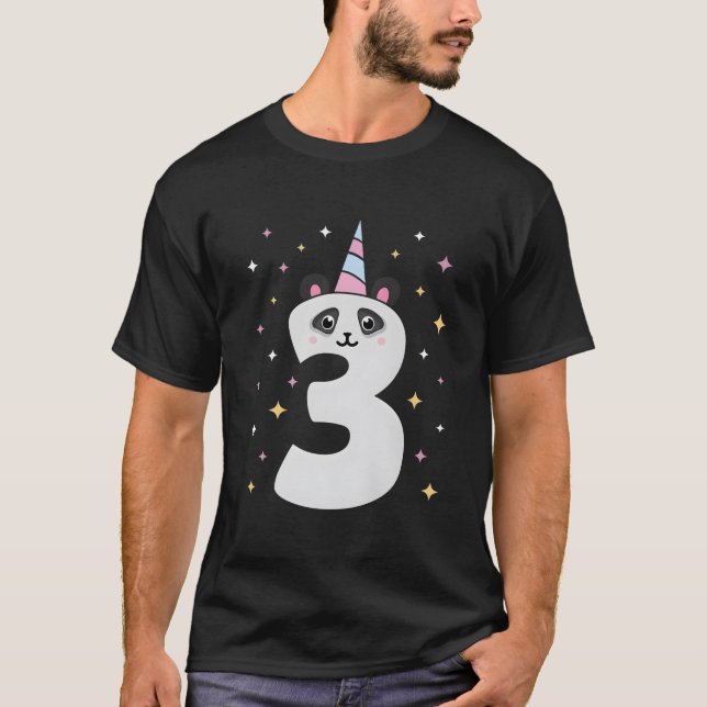 Camiseta Yes I'M 3 Panda Themed 3Rd Py (Frente)