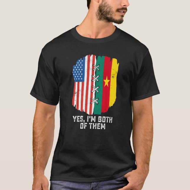 Camiseta Yes I'm Both Of Them Half American Half Cameroonia (Frente)