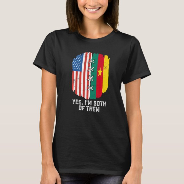 Camiseta Yes I'm Both Of Them Half American Half Cameroonia (Frente)
