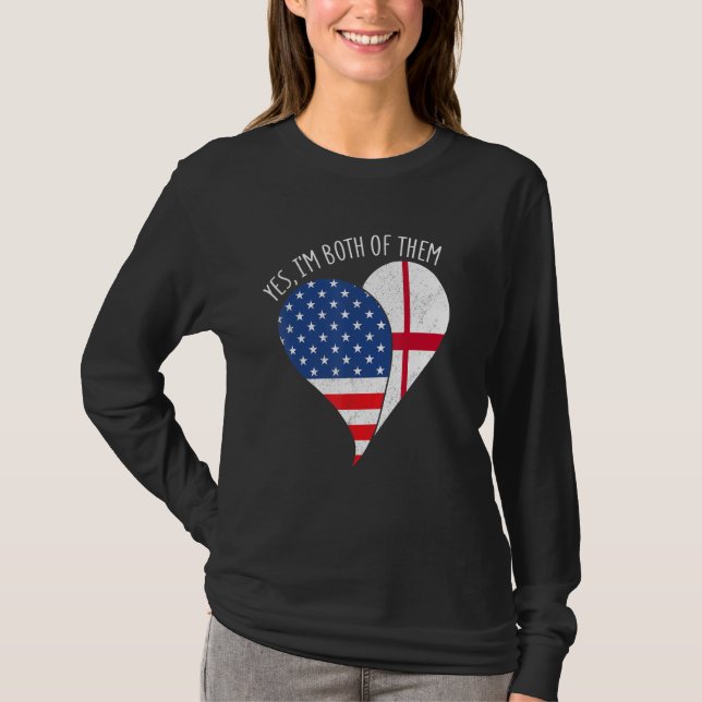 Camiseta Yes, I'm Both Of Them Half American Half England H (Frente)