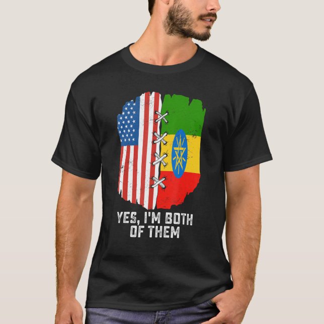 Camiseta Yes, I'm Both Of Them Half American Half Ethiopian (Frente)